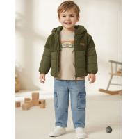 J15560: Boys Bench Hooded Sherpa Jacket, Top & Carpenter Jean Outfit (2-6 Years)